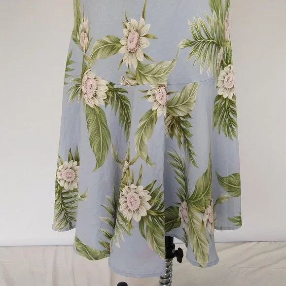 Vintage Kaua'iana Hawaiian Midi Dress Size M Petite Blue Floral Tropical *FLAWS - Picture 5 of 14